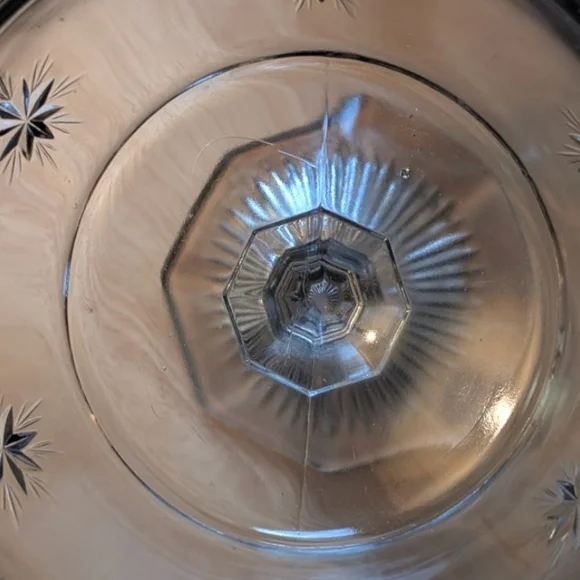 Clear Glass Compote with Starburst Etching - Elegant Home Dining Accent - Picture 10 of 10